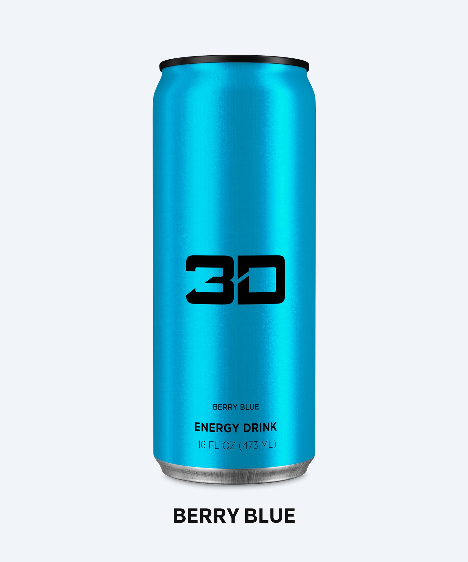 A 3D energy drink in flavor berry blue.