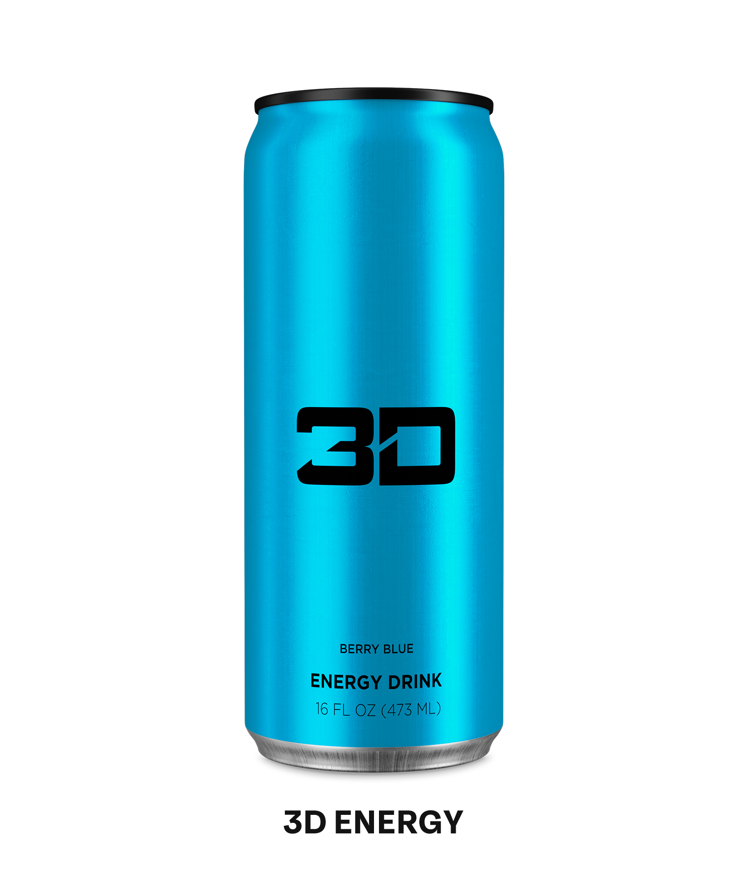 A 16 fl oz 3D energy drink in flavor berry blue.