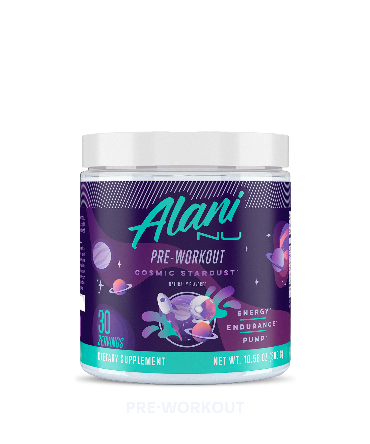 A 30 serving container of Pre-workout in flavor cosmic stardust. 